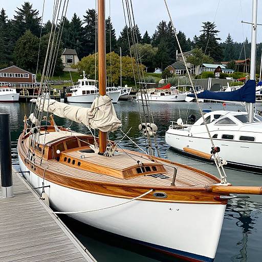 Classic Wooden Sailboat at Olympia Marina