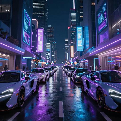 Neon Cyberpunk City Street at Night