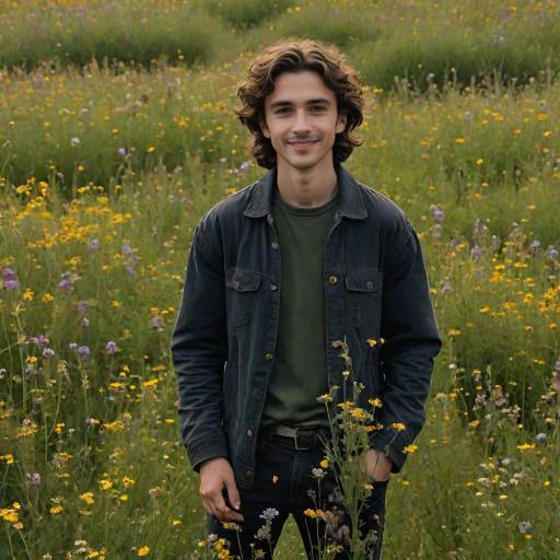 Eerie Smiling Timothee in Meadow