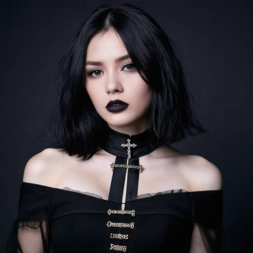 Gothic woman with black lipstick and choker