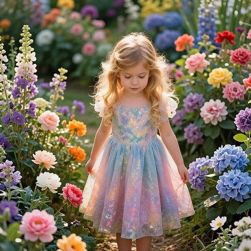 Golden-Haired Girl in Secret Garden