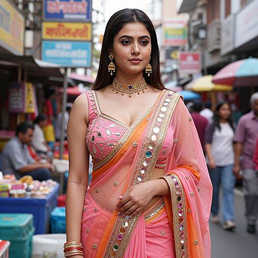 Serene Indian Woman in Bollywood Saree