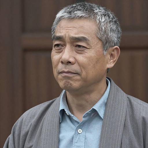 Middle-Aged Man Portrait in Light Clothing