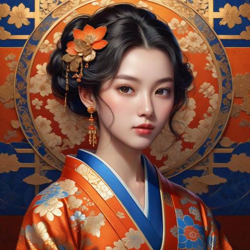 Elegant Anime Woman in Traditional Kimono
