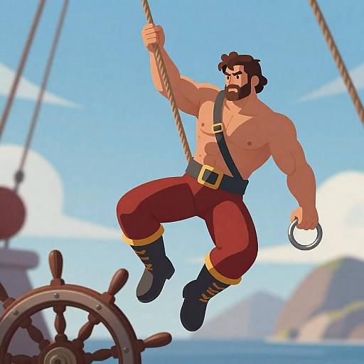 Dynamic Digital Artwork of a Muscular Man