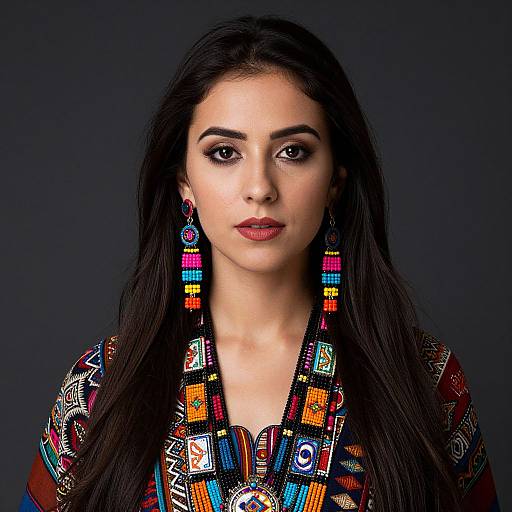 Elegant Woman with Vibrant Cultural Jewelry