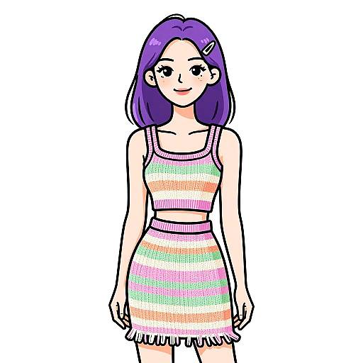Casual Chic Woman in Pastel Stripes