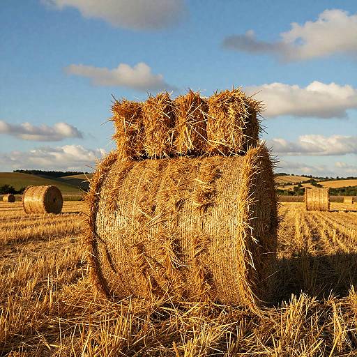 Golden Hay Bales in Rustic Countryside