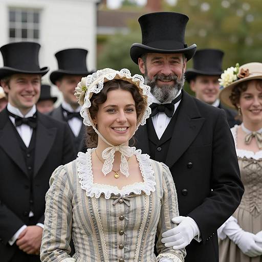 Cheerful Victorian-Era Outdoor Gathering