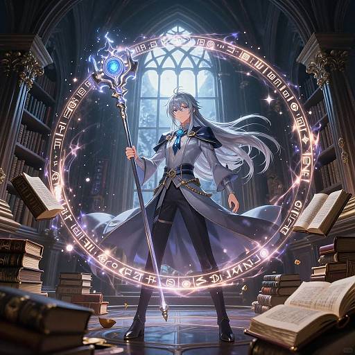 Silver-Haired Mage Casting Spell