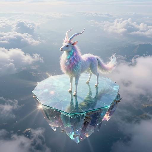 Surreal Majestic Creature on Floating Island
