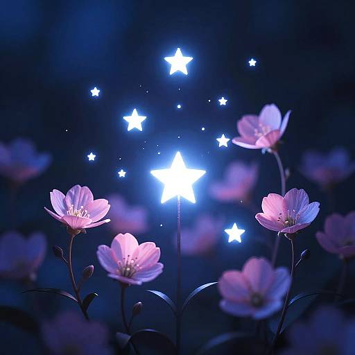 Mystical Glowing Stars and Flowers
