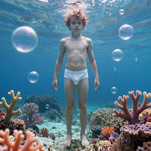 Surreal Underwater Boy in Panties