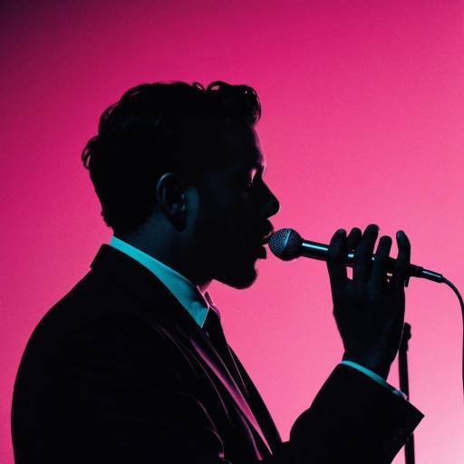 Silhouette of Male Singer with Microphone