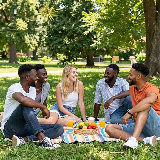 Joyful Diverse Picnic in Sunny Park