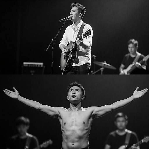 Dramatic Black-and-White Singer Collage