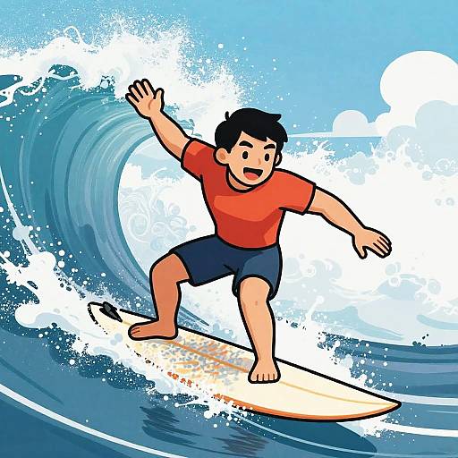 Dynamic Realistic Photo Cartoon Surfer