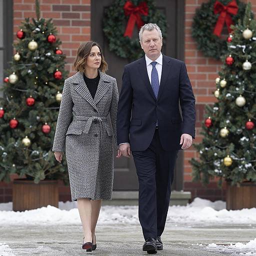 Stylish Couple in Winter Wonderland