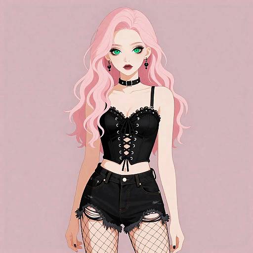 Gothic Punk Anime Girl Portrait