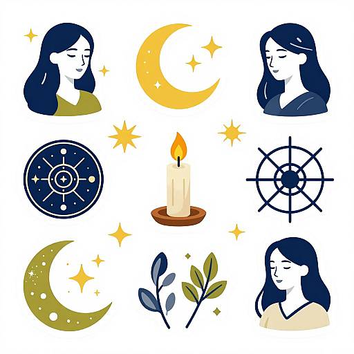 Pagan Spiritual Symbols Vector Sticker Sheet