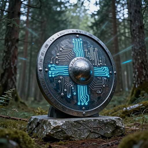 Norse Viking Shield with AI Circuitry