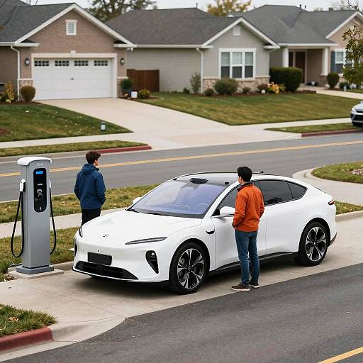 Futuristic Electric Car in Suburb