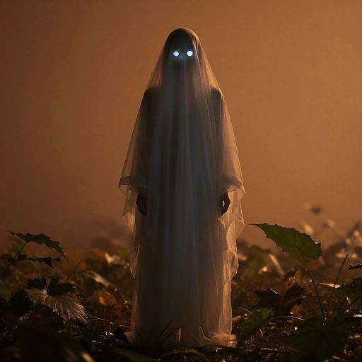 Eerie Nocturnal Wisp with Orange Backdrop