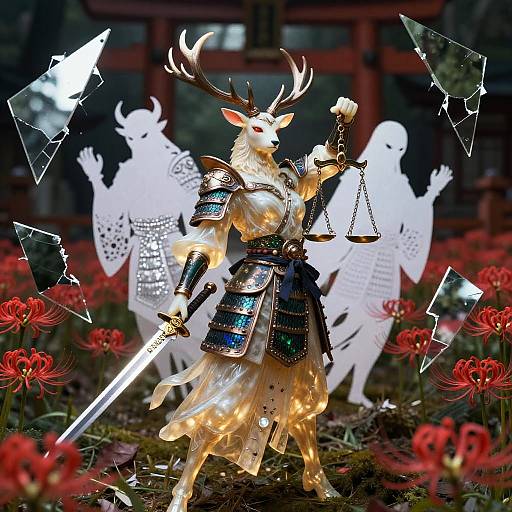 Kazeful Stag Samurai in Higanbana Night