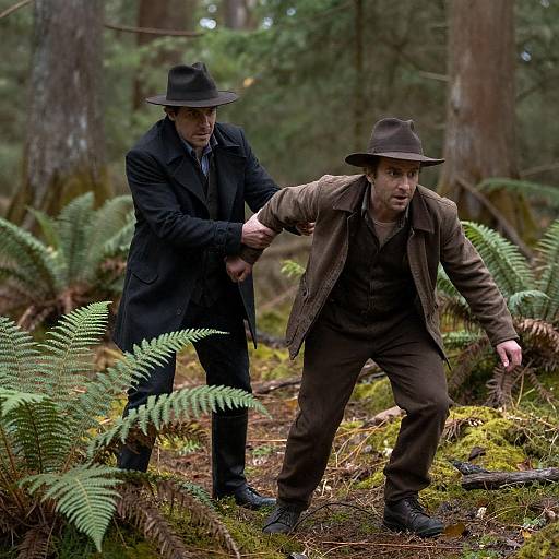 Forest Confrontation Between Two Men