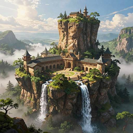 Majestic Cliffside Monastery Landscape