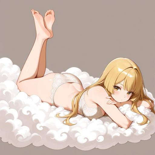 Lying Woman with Golden Hair and Clouds Lying Woman with Golden Hair and Clouds