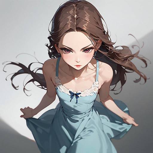 Grumpy Girl in Aqua Sundress