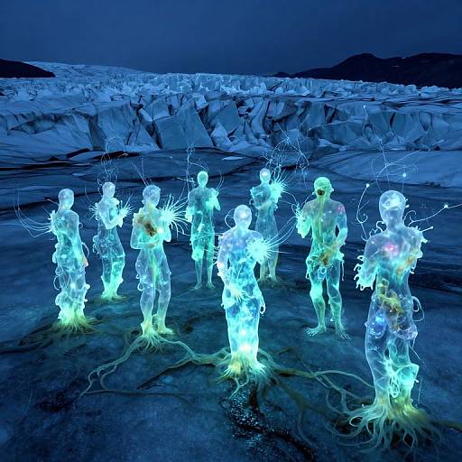 Luminous Algae Tribe Beneath Glacier