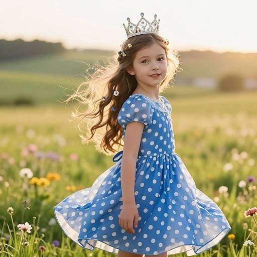 Young Girl in Meadow with Crown
