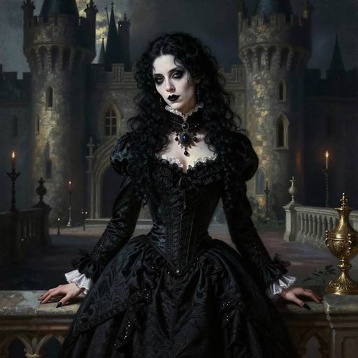 Victorian Gothic Figures in Castle