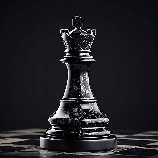 Polished Obsidian King Chess Piece