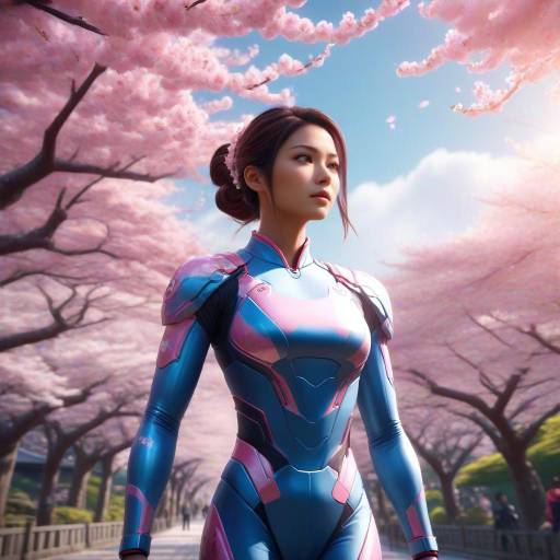 Athletic Woman in Cherry Blossom Park Athletic Woman in Cherry Blossom Park