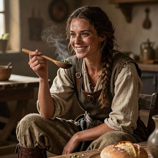 Lifelike Fantasy Peasant Woman Close-Up