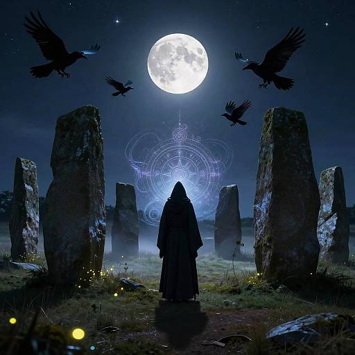 Mythical Moonlit Druid Nightscape