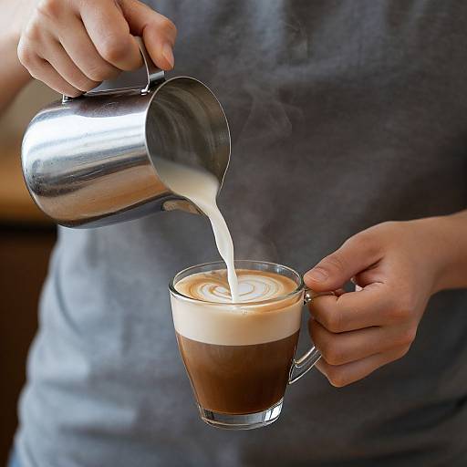 Woman Pouring Latte Art Coffee