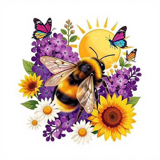 Vivid Synthwave Floral Wildlife Vector