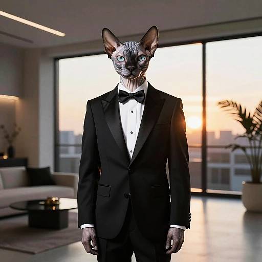 Sophisticated Sphynx Cat in Futuristic Loft