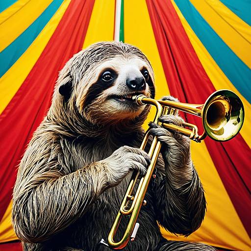 Sloth Playing Trumpet in Circus Tent