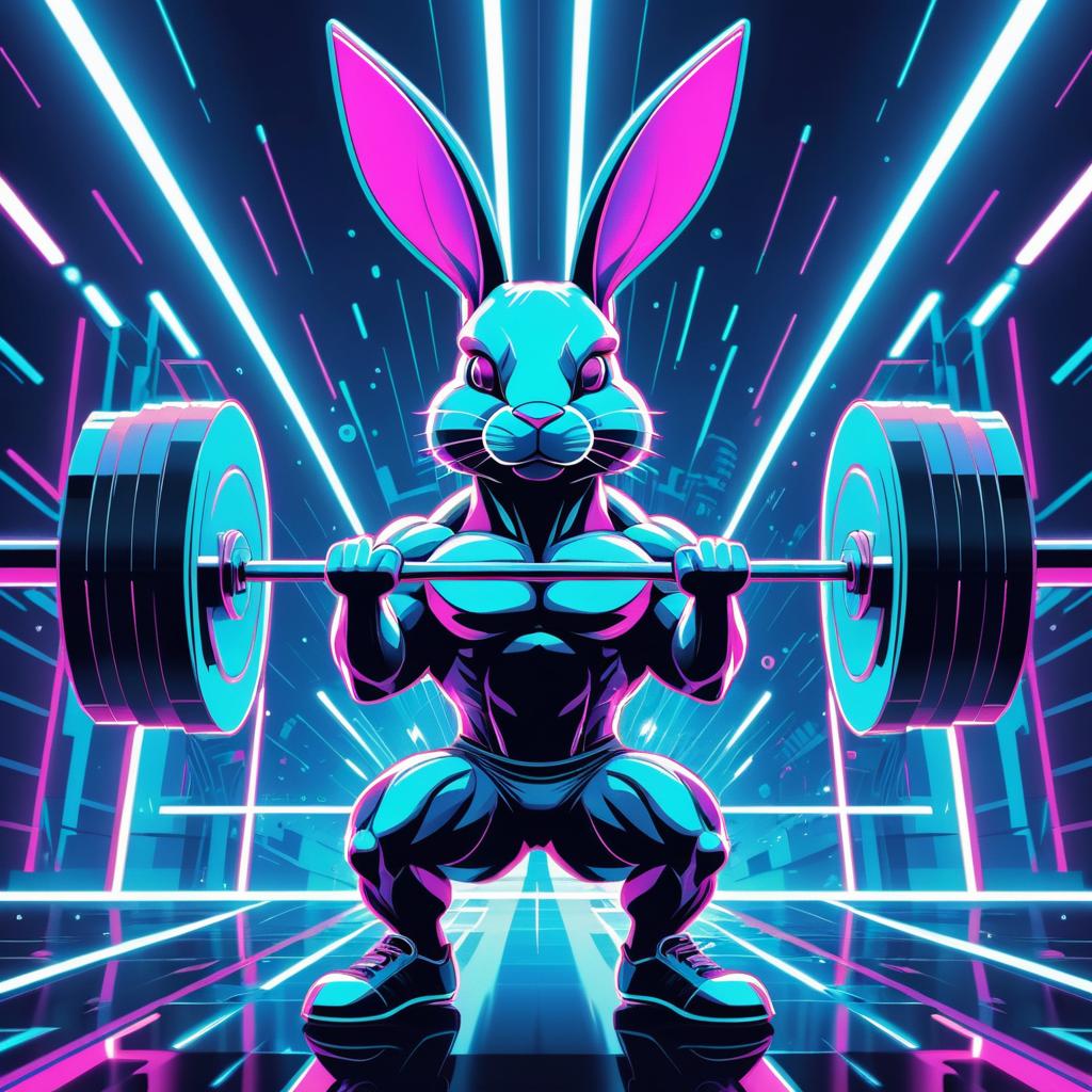 Futuristic Muscular Rabbit in Gym