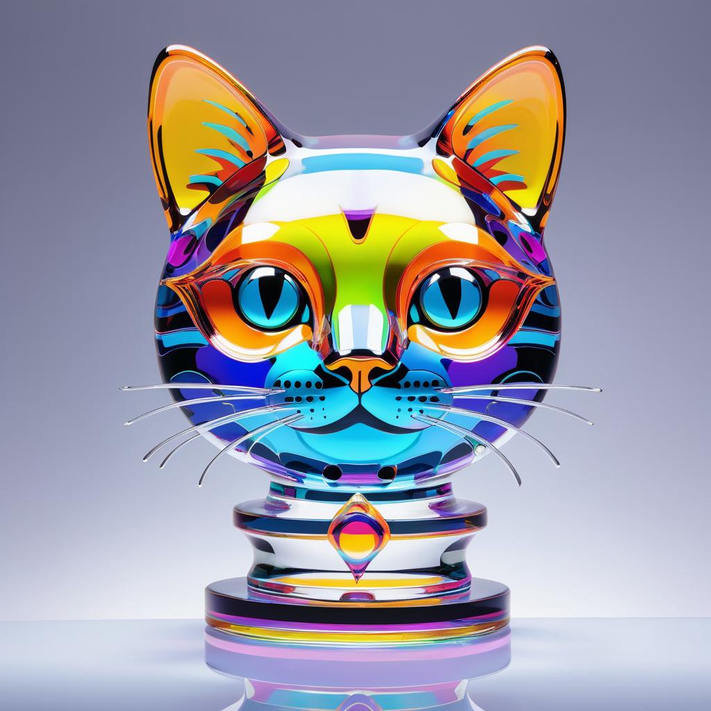 Vibrant Glass Cat in Pop Art Style