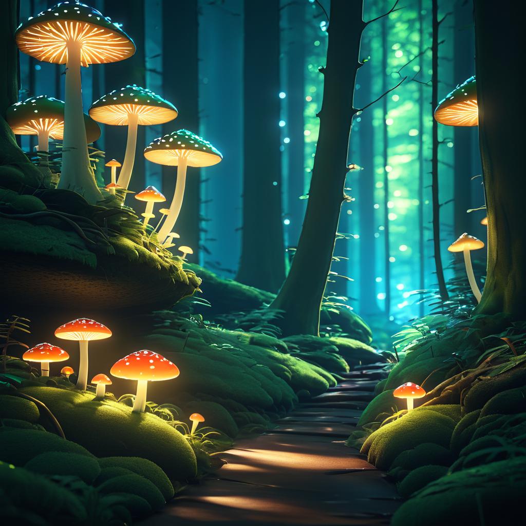 Enchanting Forest with Glowing Mushrooms