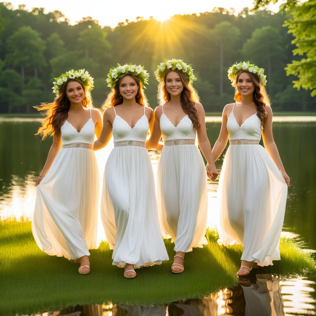 Midsummer Magic: Women in White Dresses