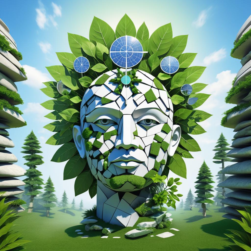 Surreal Head of Nature and Energy Elements