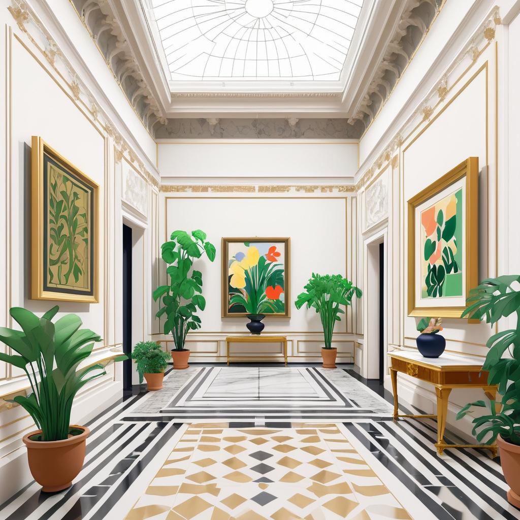 Elegant Art Museum Interior with Masterpieces