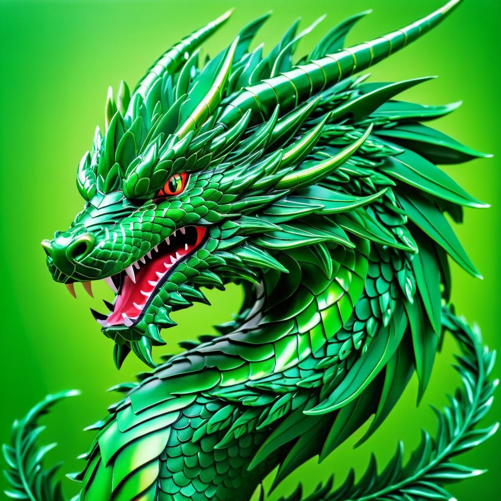 Vibrant Portrait of an Emerald Dragon